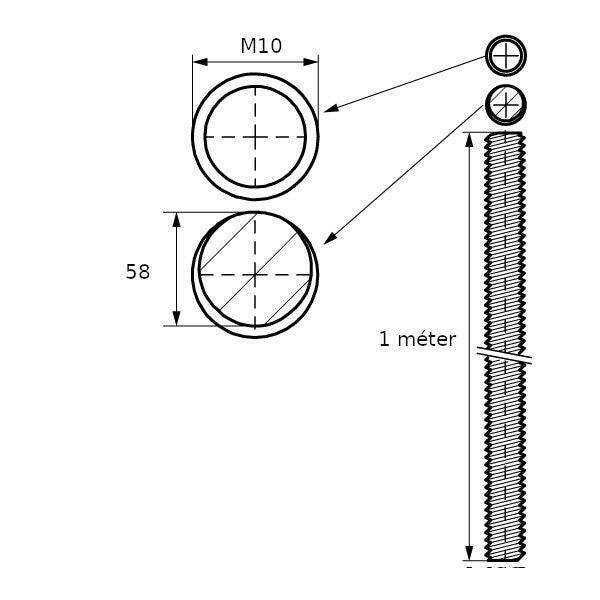 Walraven menetes szár 1m BIS DIN976-1 4.8   M10-1