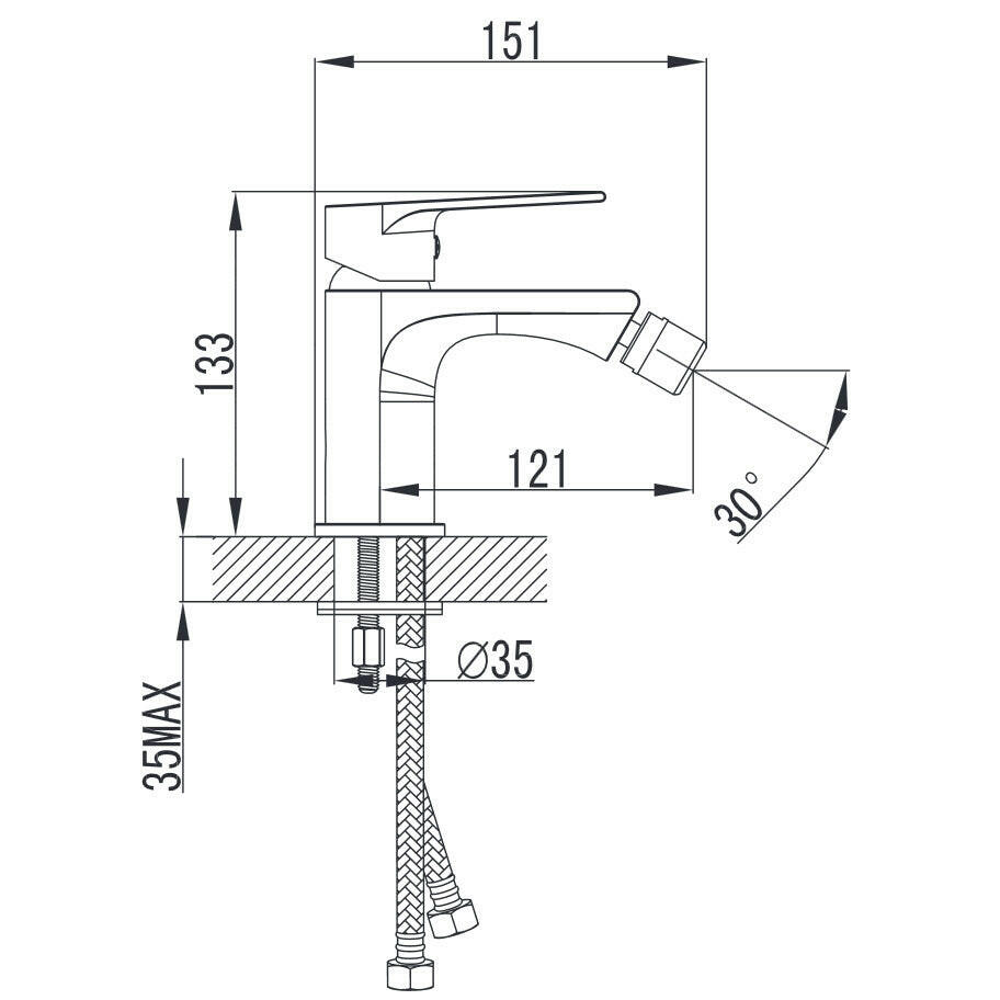 Wellis Asti bidé csaptelep (13,3x15,1x12,1)-1