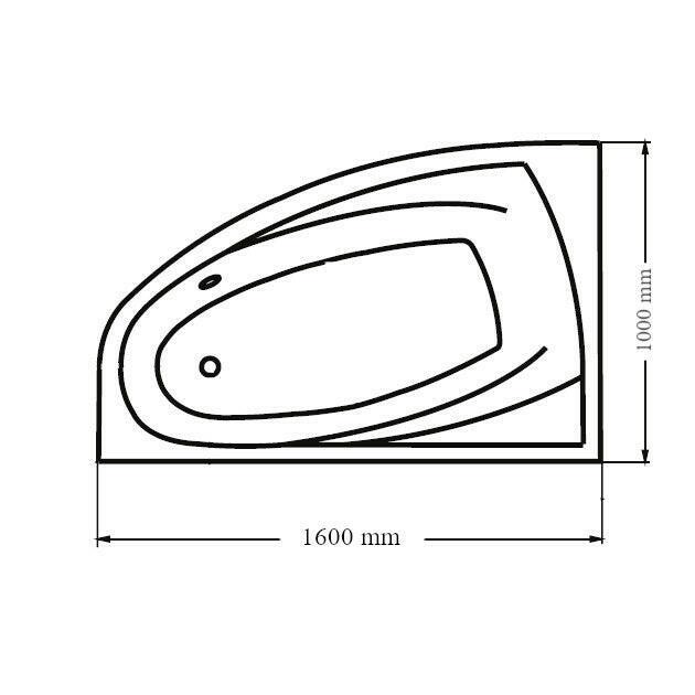 Wellis Matana balos aszimmetrikus kádtest 160, lábbal, 160x100x60 cm (AK00501)