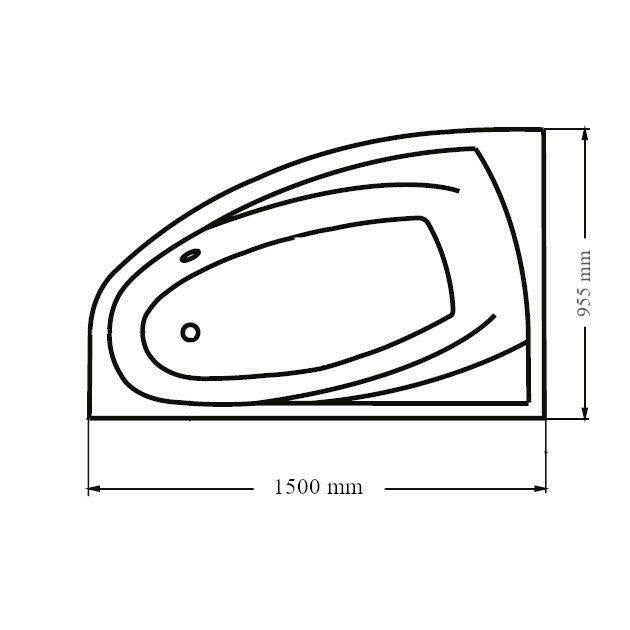Wellis Matana jobbos aszimmetrikus kádtest 150, lábbal, 150x95x60 cm (AK00502)