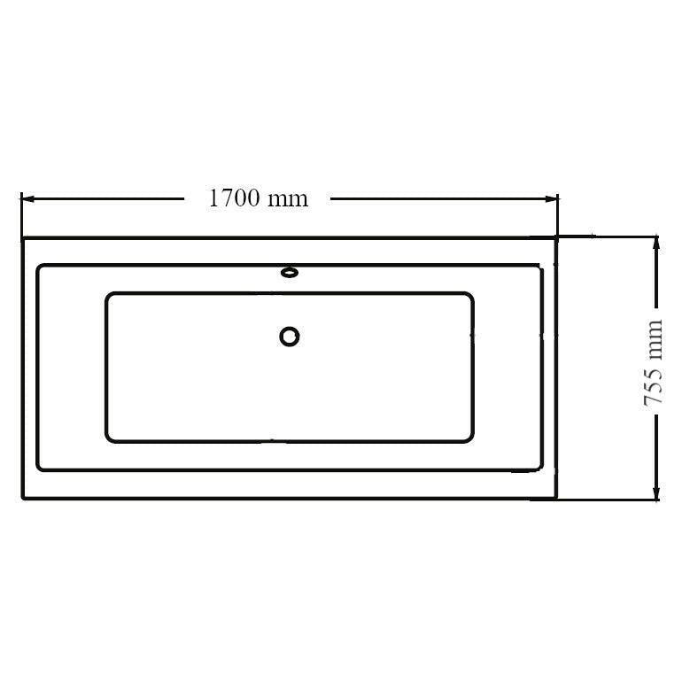 Wellis Tengiz egyenes kádtest 170, lábbal, 170x75x60 cm (AK00526)