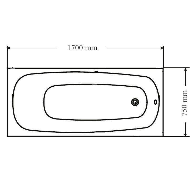 Wellis Como egyenes kádtest 170, lábbal, 170x75x50 cm (AK00558)