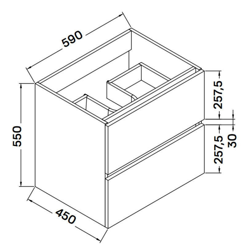 Wellis Elois Grey 60 2 fiókos mosdószekrény (59x45x55)-2