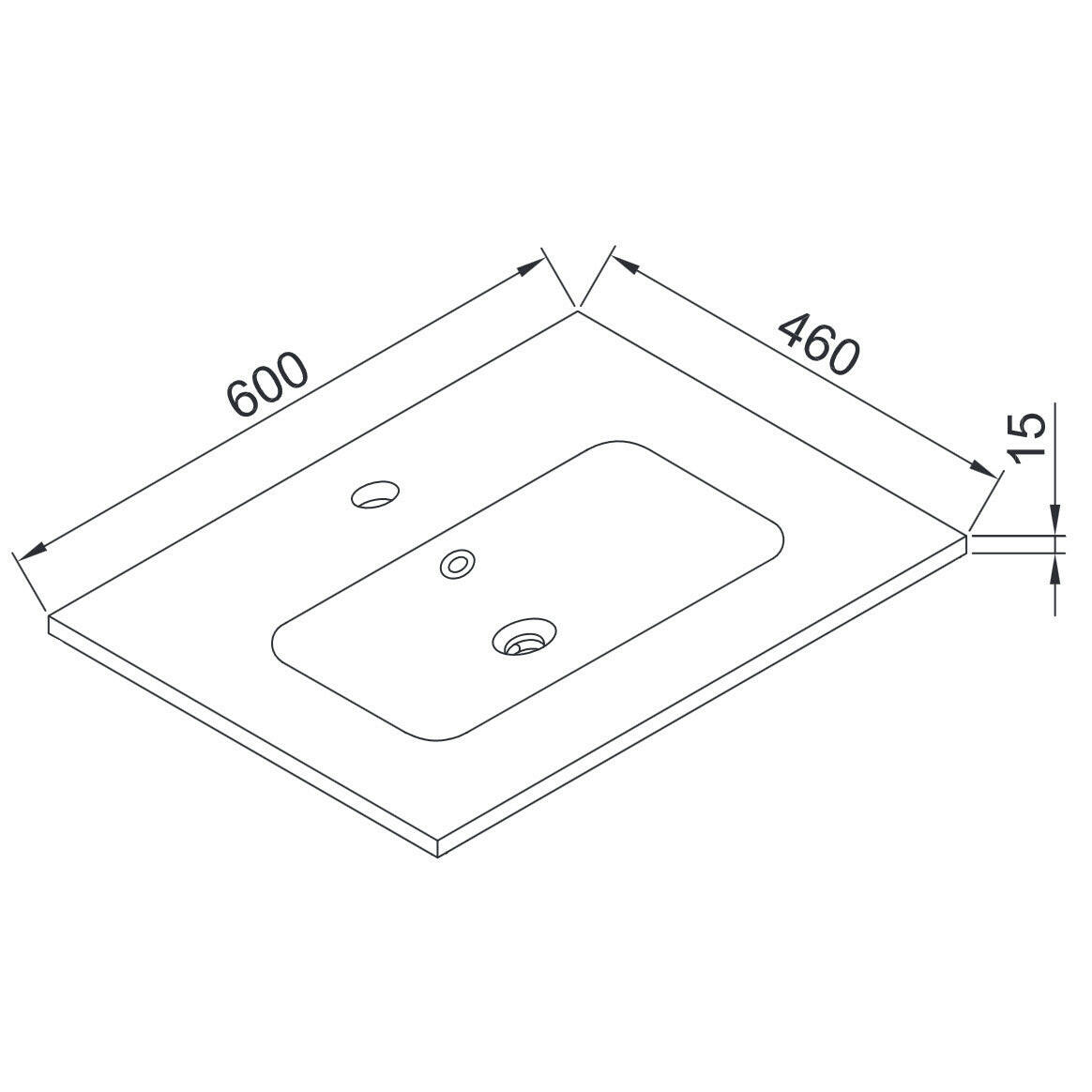 Wellis Elois Grey 60 mosdó (60x46x1,5/17,3)-2