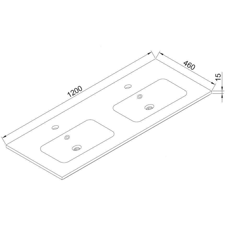 Wellis Elois Grey 120 dupla mosdó, 120x46x1,5/17,3 cm (WB00274)