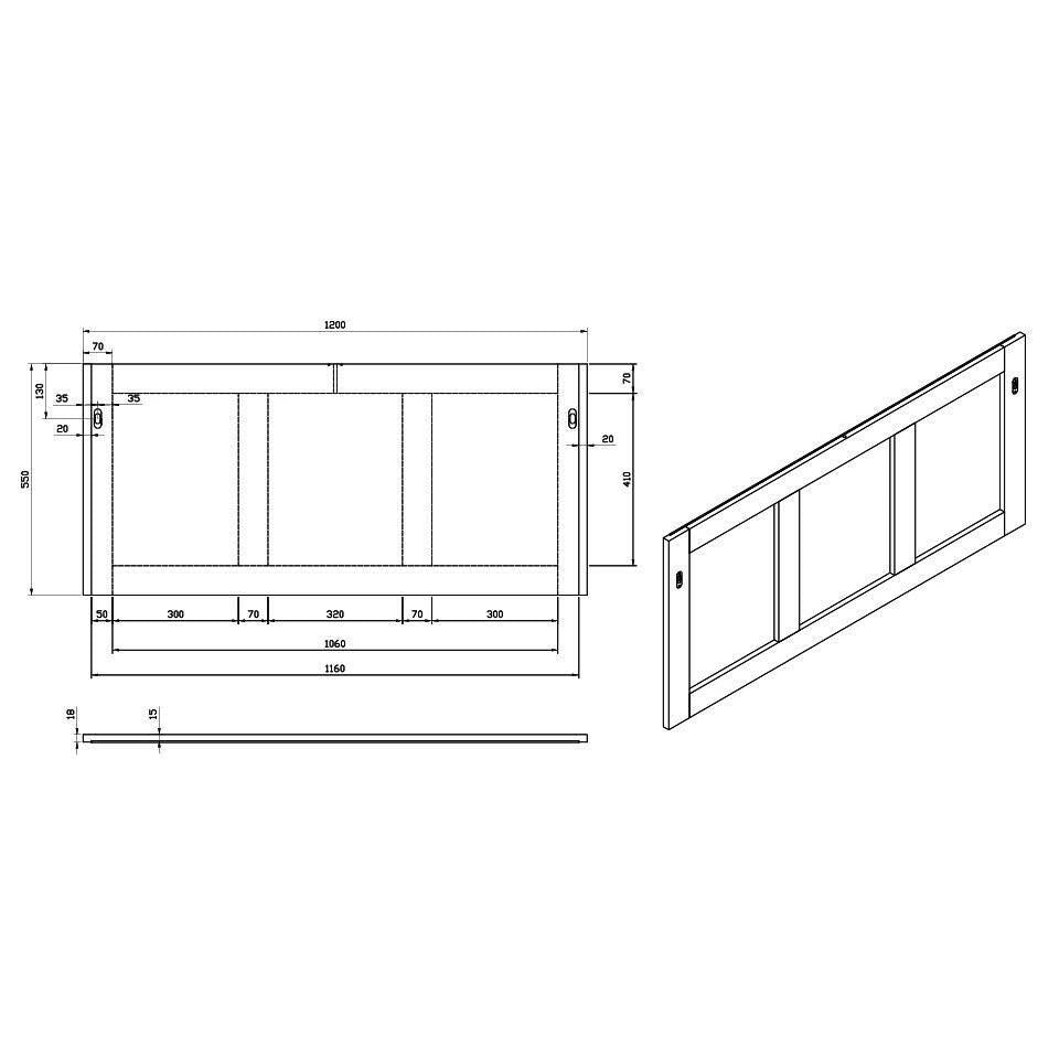 Wellis Elois Grey 120 fali tükör, 120x55 cm (WB00275)