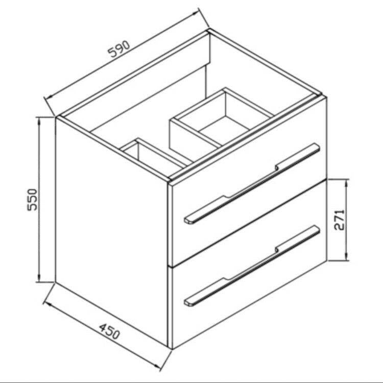 Wellis Nina 60 2 fiókos mosdószekrény, 59x45x55 cm (WB00277)