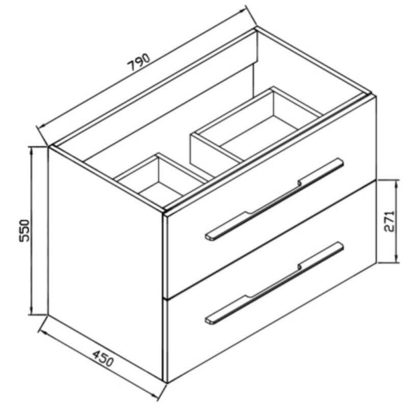 Wellis Nina 80 2 fiókos mosdószekrény, 79x45x55 cm (WB00280)