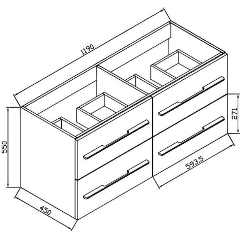 Wellis Nina 120 4 fiókos mosdószekrény, 119x45x55 cm (WB00283)