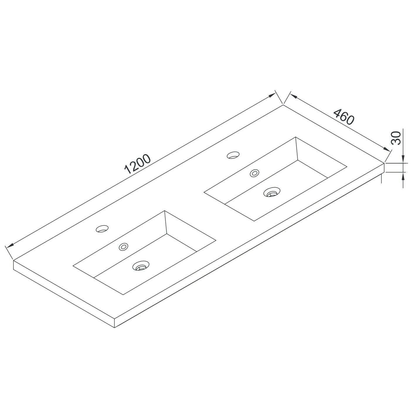 Wellis Nina 120 dupla mosdó, 120x46x3/17,3 cm (WB00284)