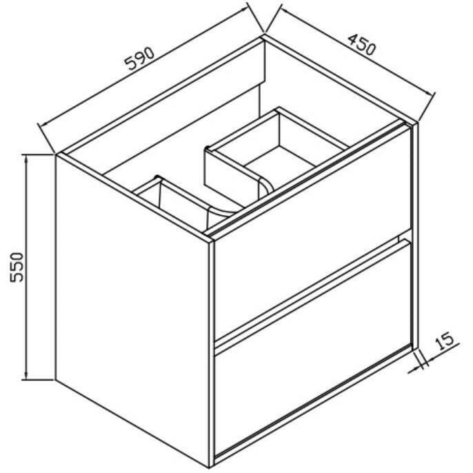 Wellis Ginger 60 2 fiókos mosdószekrény (59x45x55)-2