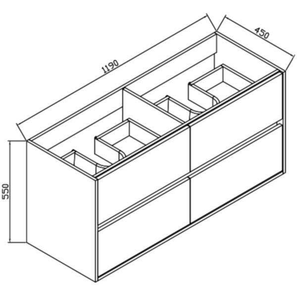 Wellis Ginger 120 4 fiókos mosdószekrény, 119x45x55 c (WB00293)