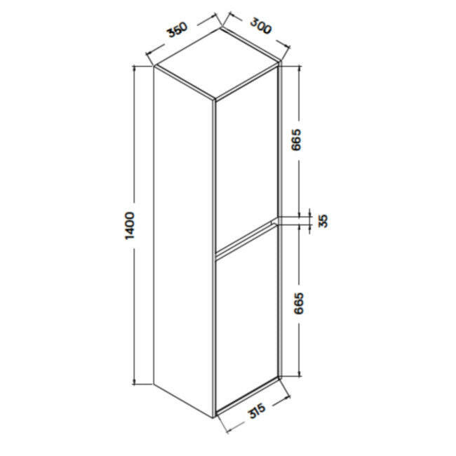 Wellis Ginger függesztett magas szekrény (35x30x140)-2