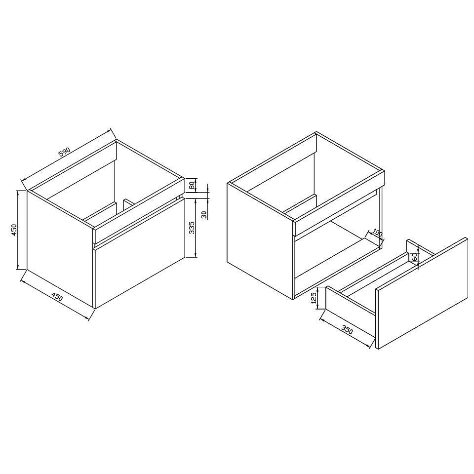 Wellis Blondie 60 2 fiókos mosdószekrény (59x45x45)-2