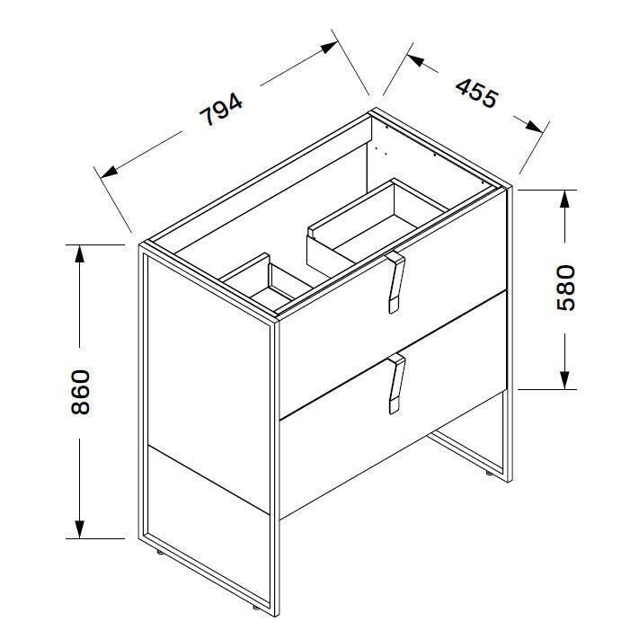 Wellis Azori 2 fiókos mosdószekrény, 79,4x45,5x86 cm (WB00309)