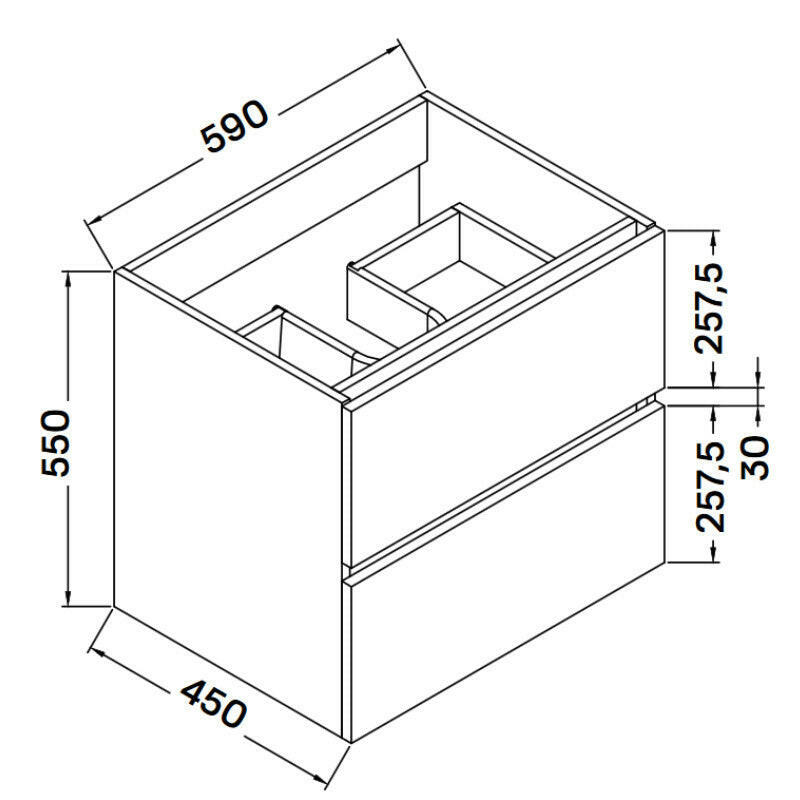 Wellis Elois White 60 2 fiókos mosdószekrény (59x45x55)-2