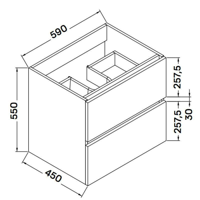 Wellis Elois White 60 2 fiókos mosdószekrény, 59x45x55 cm (WB00310)