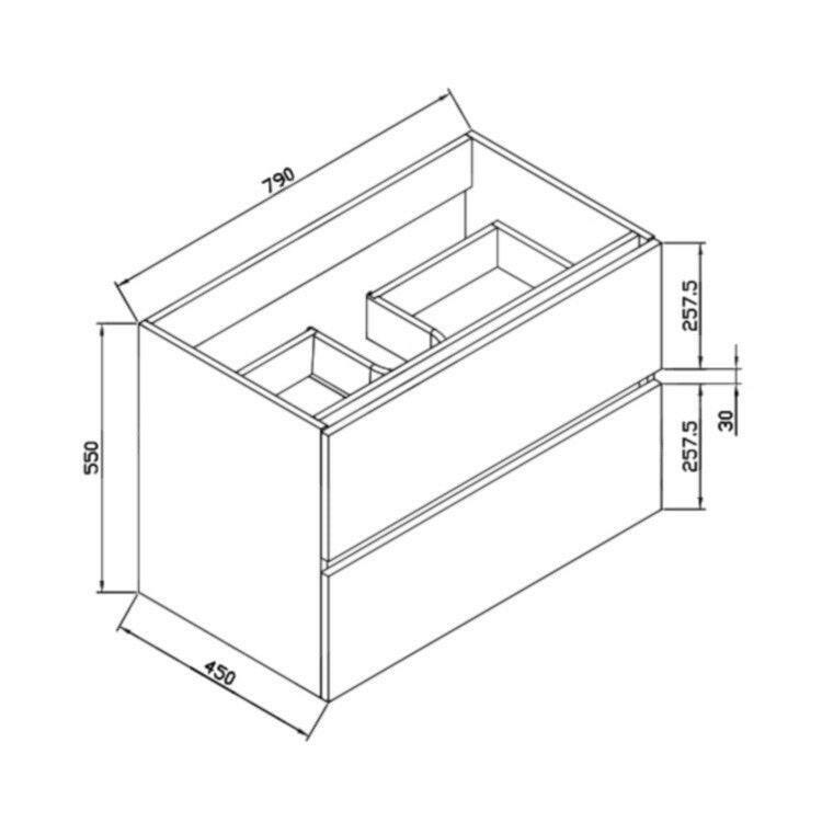 Wellis Elois White 80 2 fiókos mosdószekrény, 79x45x55 cm (WB00312)