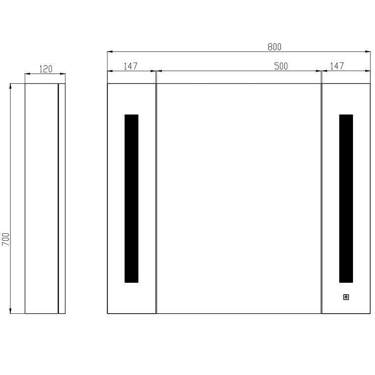 Wellis Canaria tükrös szekrény, LED világítással, 80x12x70 cm (WB00324)