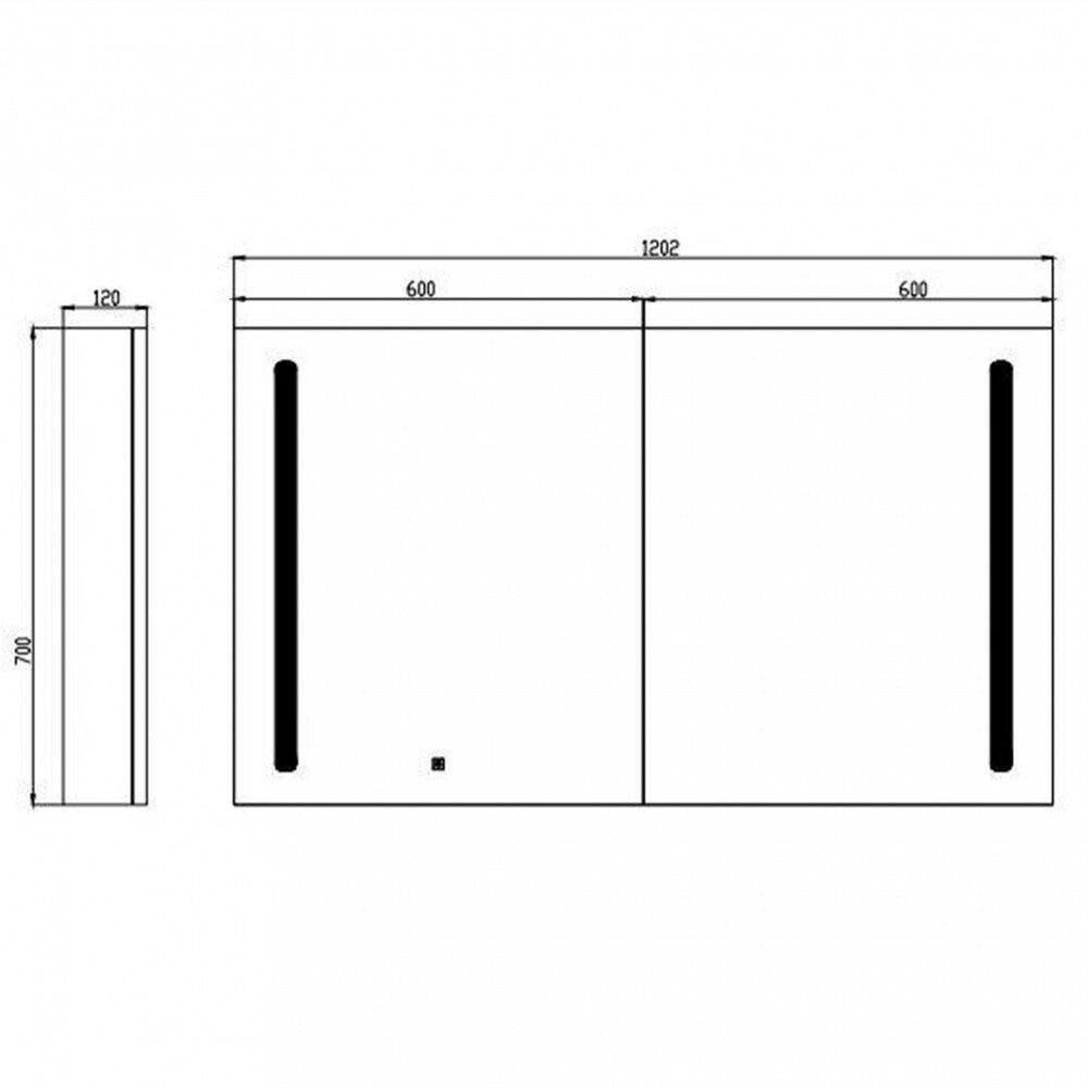 Wellis Tenerife tükrös szekrény, LED világítással, 120x12x70 cm (WB00325)