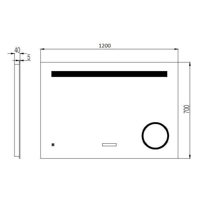 Wellis Rodos tükör, LED világítással, kijelzővel (120x4x70)-2