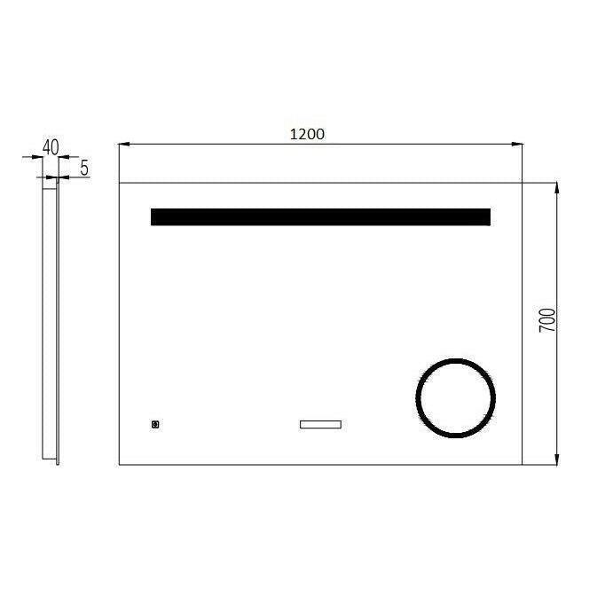 Wellis Rodos tükör, LED világítással, kijelzővel, 120x4x70 cm (WB00326)