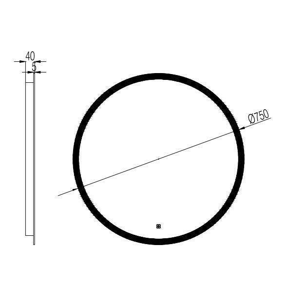 Wellis Pico fürdőszobai tükör, LED világítással, D75x4 cm (WB00327)