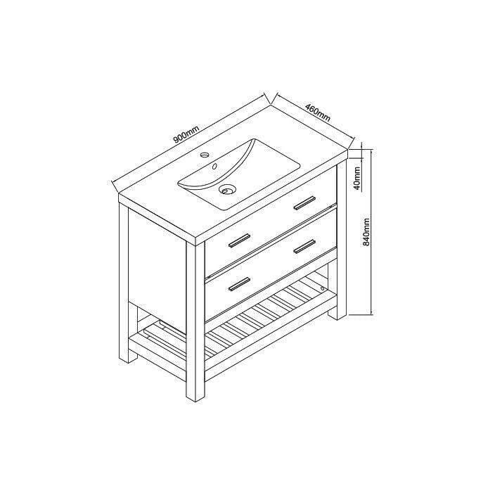 Wellis Soria 2 fiókos mosdószekrény, alsó polccal (89x45x80)-1