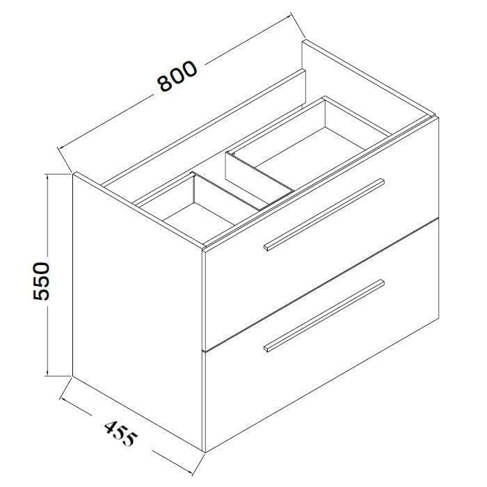 Wellis Almeria 2 fiókos mosdószekrény, 80x45,5x55 cm (WB00344)