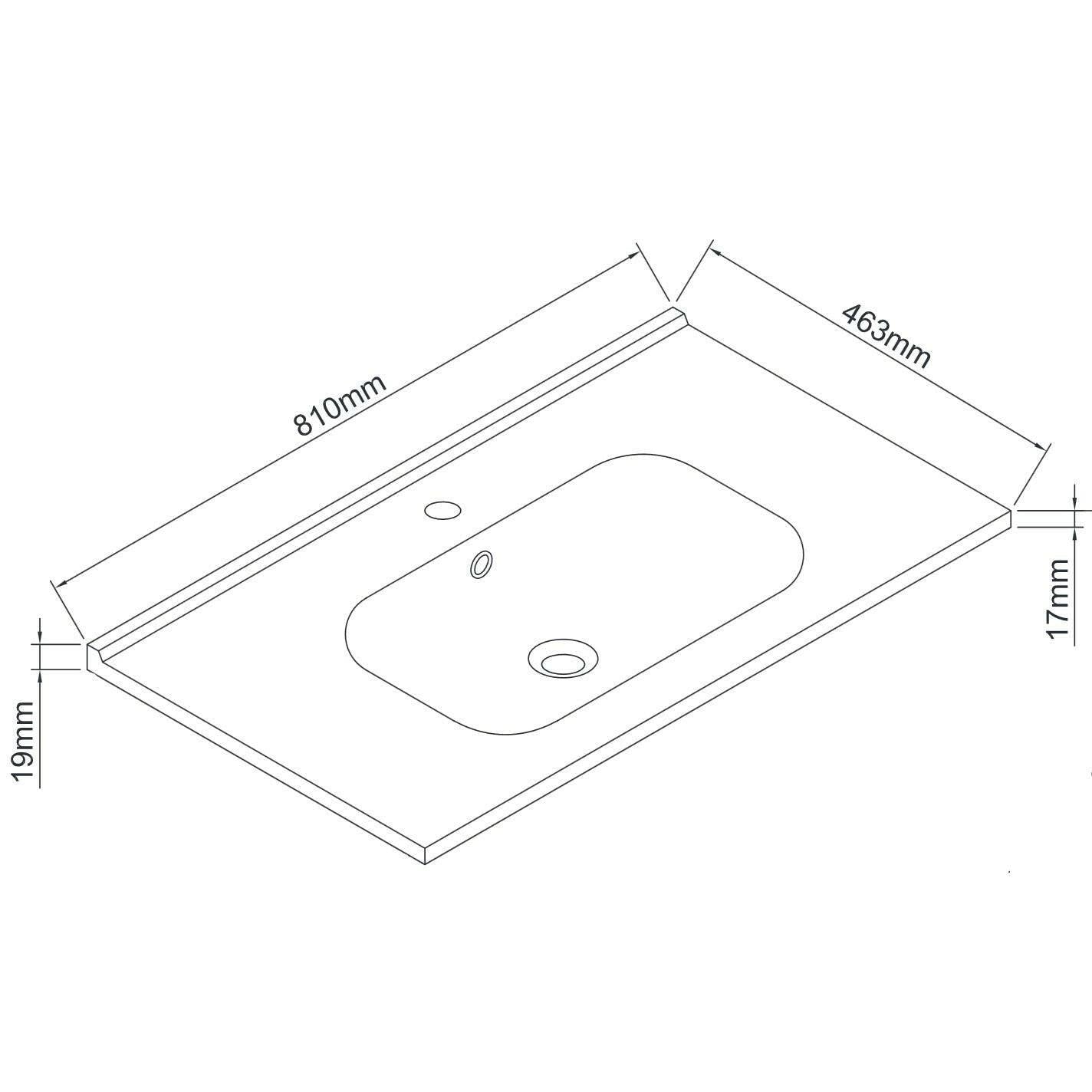 Wellis Almeria műmárvány mosdó, 81x46x1,8/16 cm (WB00345)