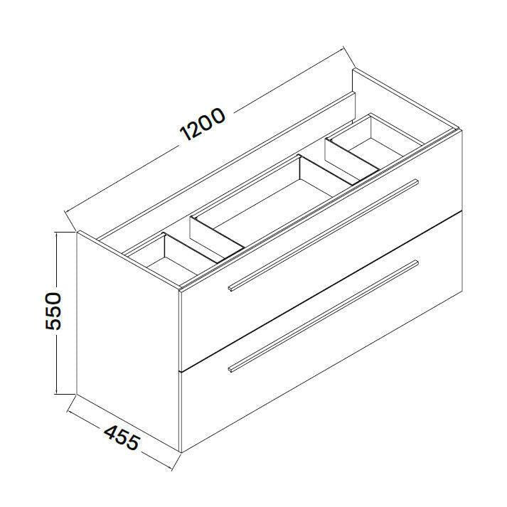Wellis Almeria 2 fiókos mosdószekrény, 120x45,5x55 cm (WB00346)
