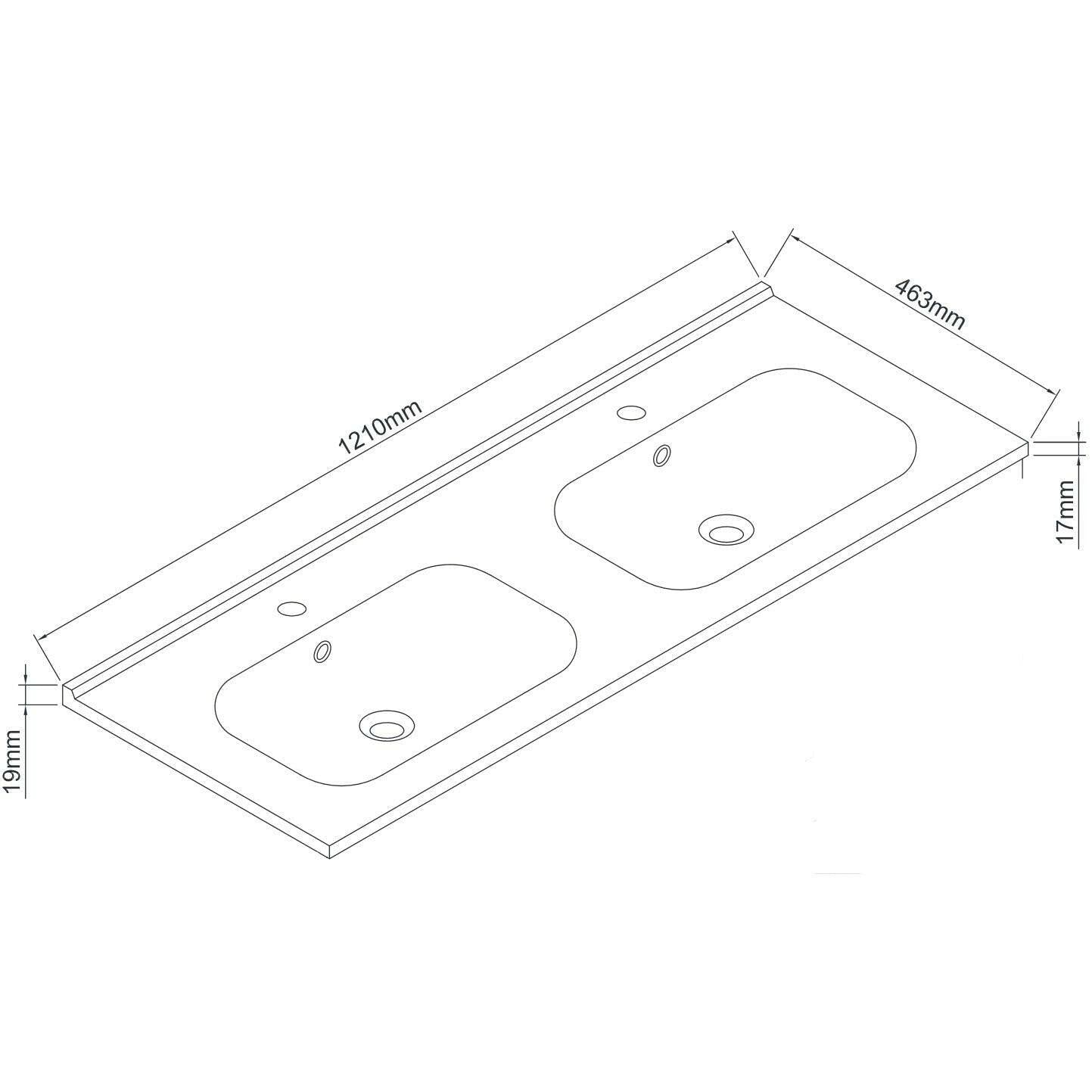 Wellis Almeria dupla műmárvány mosdó, 121x46x1,8/16 cm (WB00347)