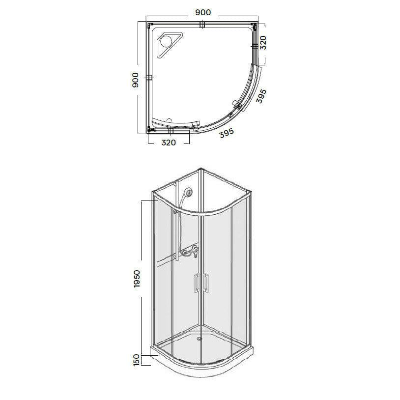 Wellis Vivara fehér üveg hátfallal, tálcával Easy Cleannel, 90x90x210 cm (WC00419)