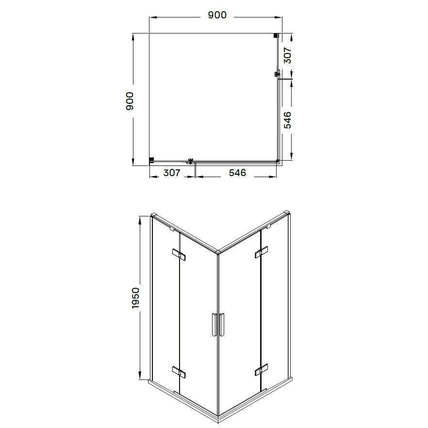 Wellis Murano két nyílóajtós szögletes kabin Easy Cleannel, 90x90x195 cm (WC00420)