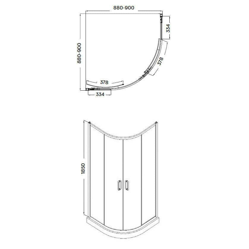 Wellis Caprera 2 tolóajtós íves zuhanykabin Easy Cleannel (90x90x185) (WC00432)