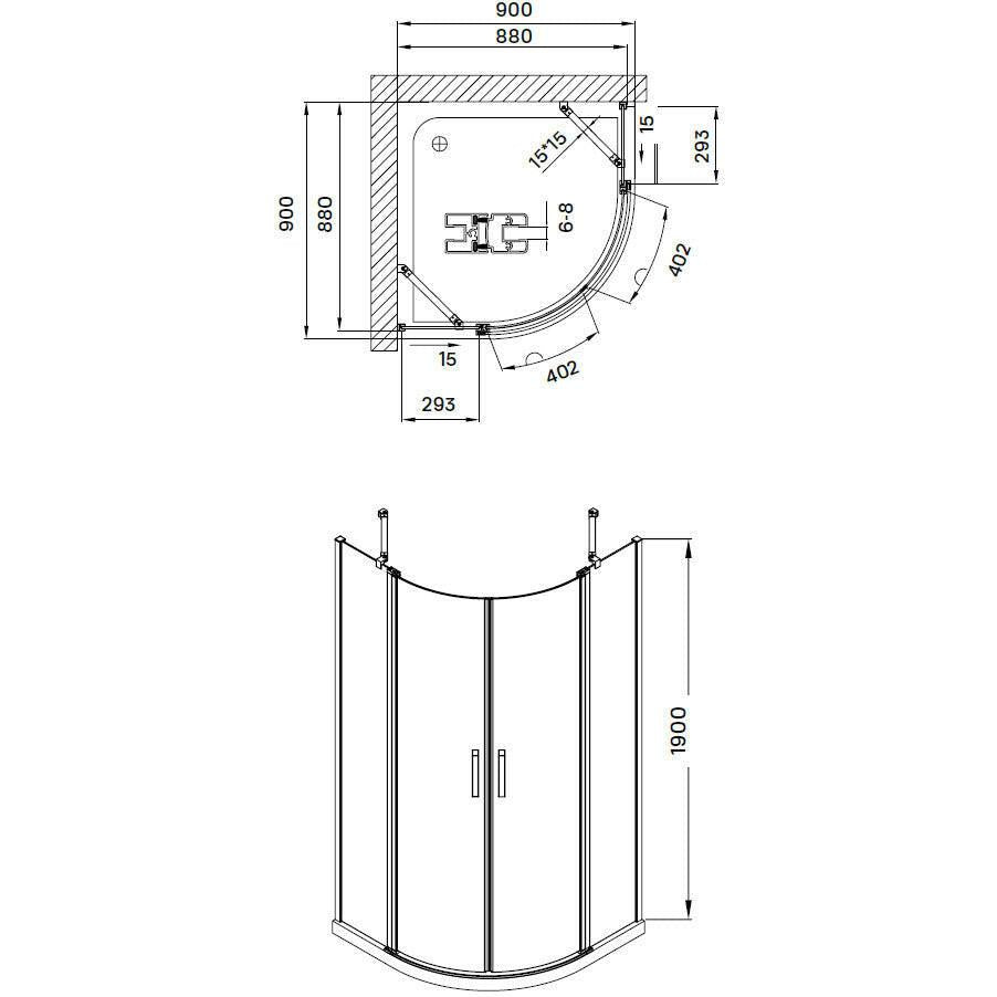 Wellis Scorpio két nyílóajtós íves kabin Easy Cleannel, 90x90x190 cm (WC00478)