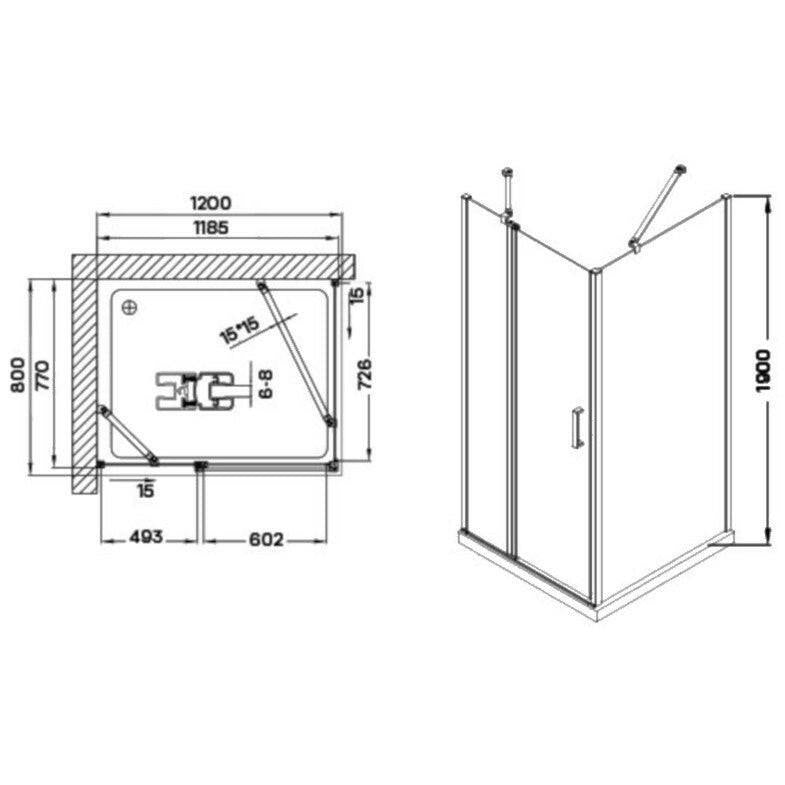 Wellis Triton egy nyílóajtós szögletes kabin Easy Cleannel, 120x80x190 cm (WC00479)