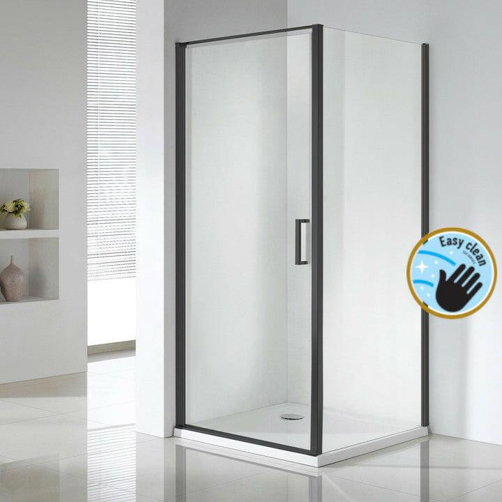 Wellis Quadrum Black 1 nyílóajtós szögletes zuhany Easy Cleannel (90x90x190) (WC00483)