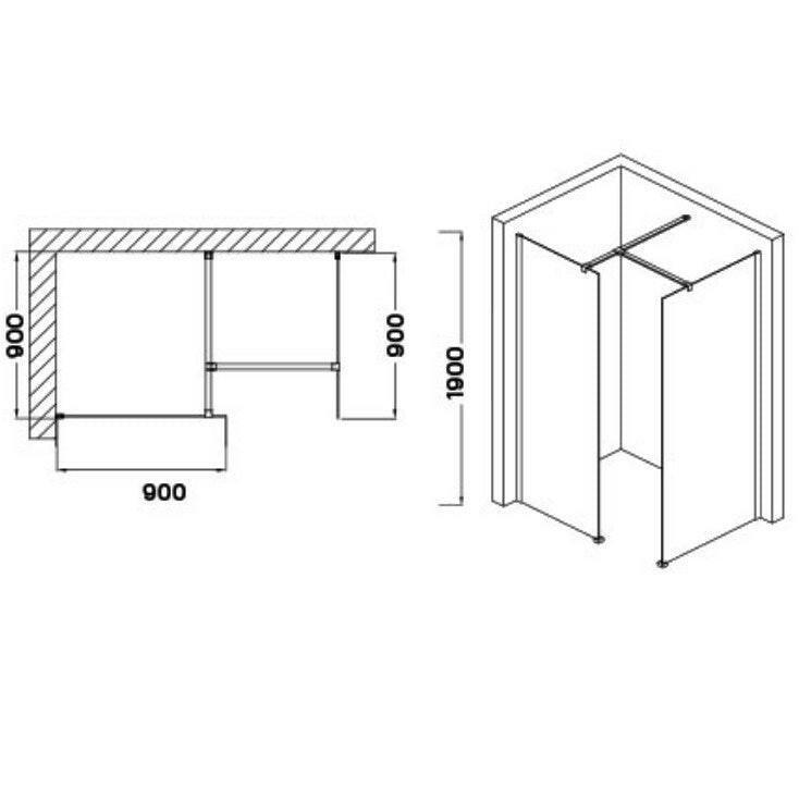 Wellis Astro 140 walk - in zuhanyfal kombi Easy Cleannel (140x90x190) (WC00491)