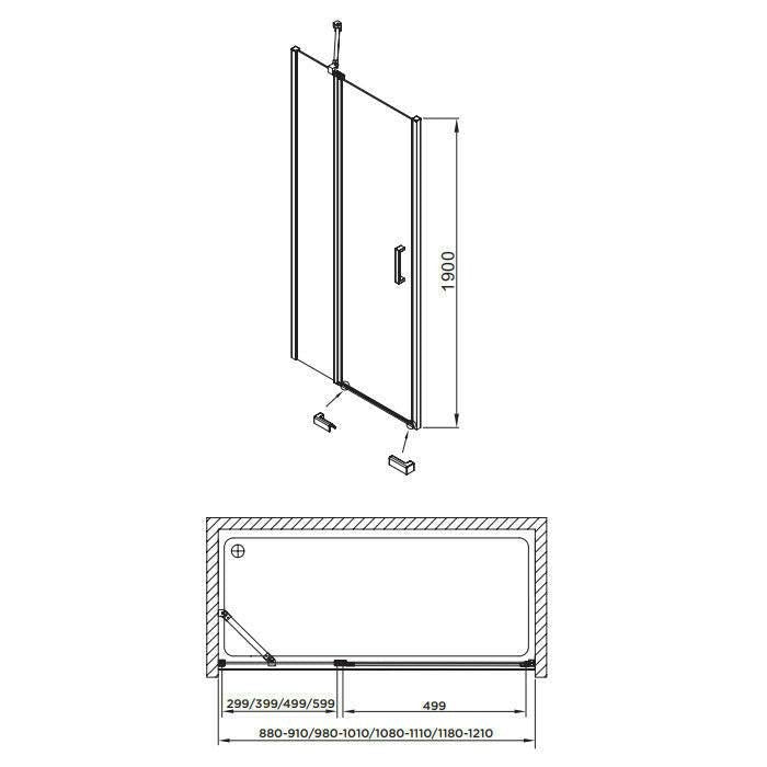 Wellis Pure 90 nyílóajtós zuhanyfal. easy cleannel, 90x190cm ( WC00519 )