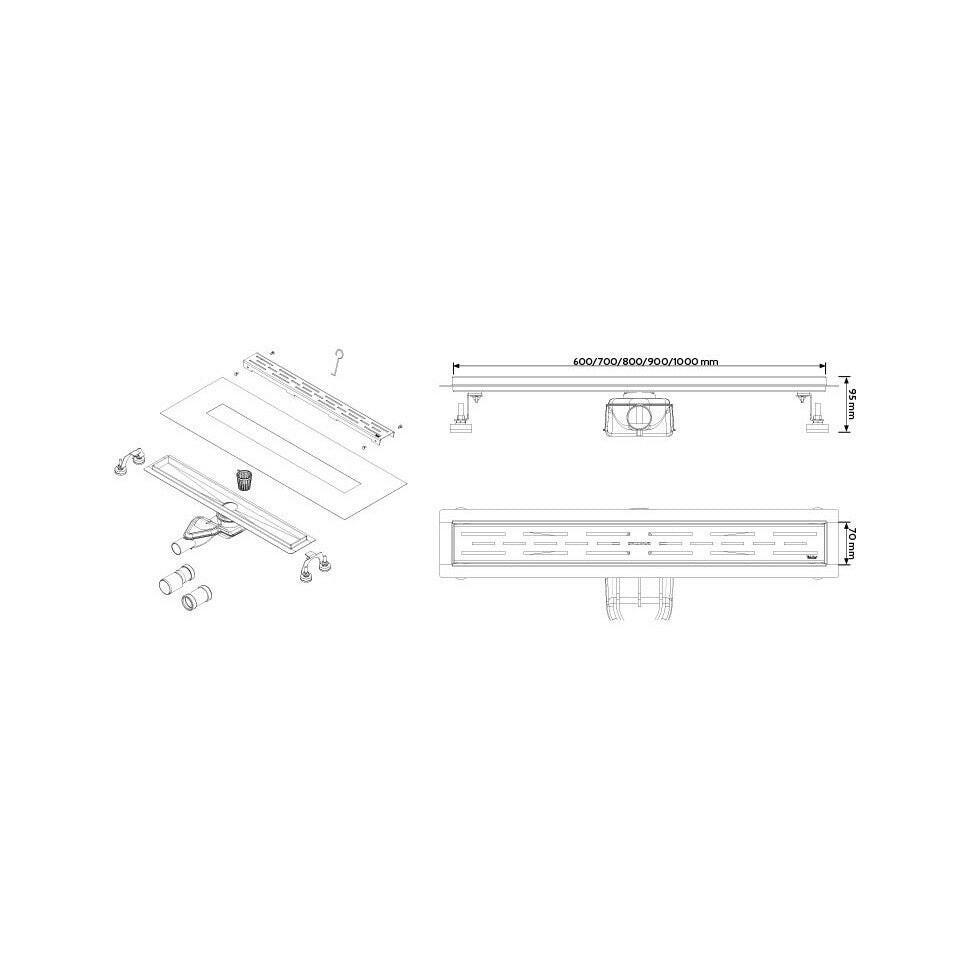 Wellis W - Drain Square 90 zuhanyfolyóka, 90x7x9,5 - 11 cm (WE00094)