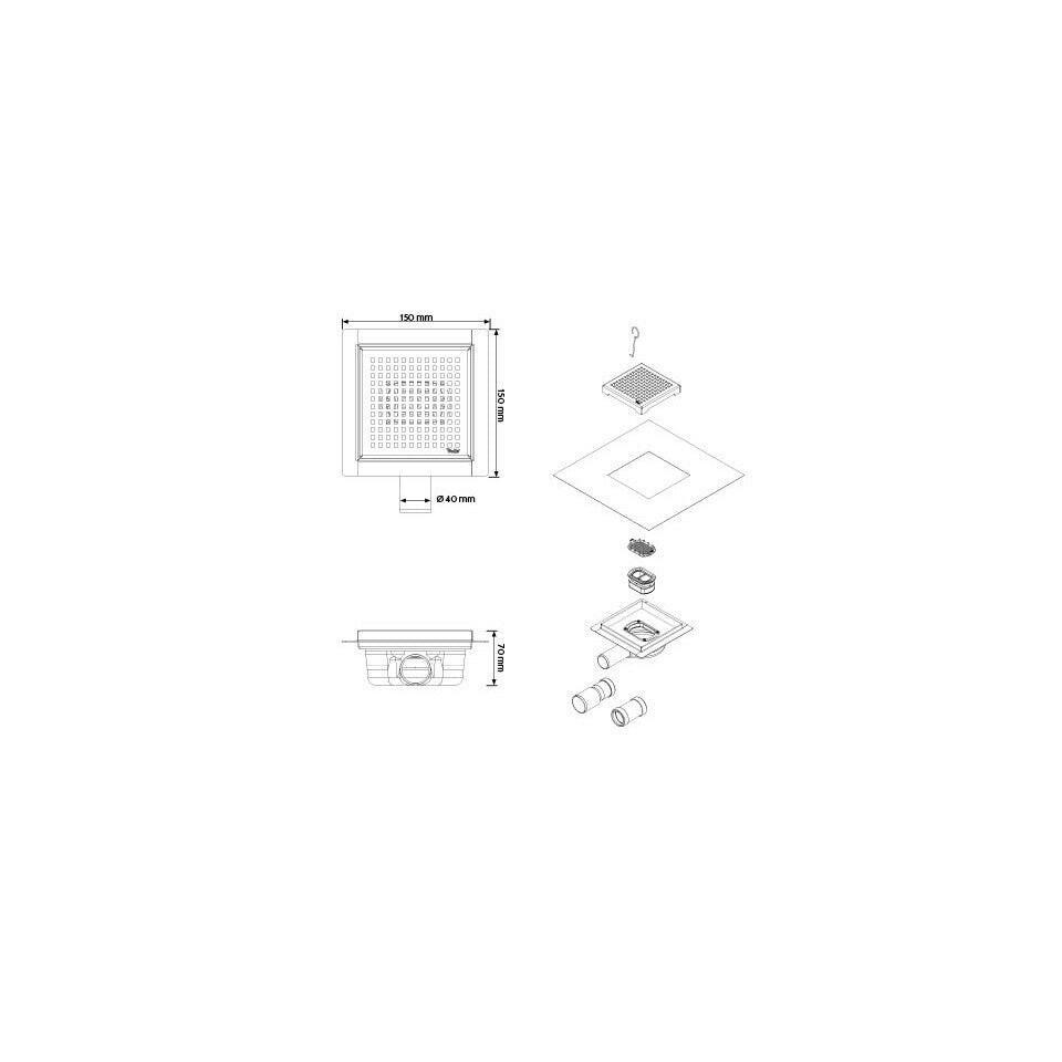 Wellis W - Drain Square padlóösszefolyó, 150x150 cm (WE00103)
