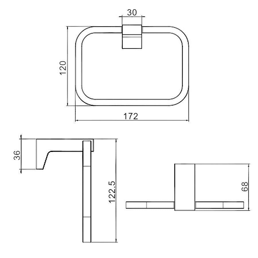 Wellis Mamba törölközőtartó KERETES, 17,2x6,8x12,3 cm (WE00115)