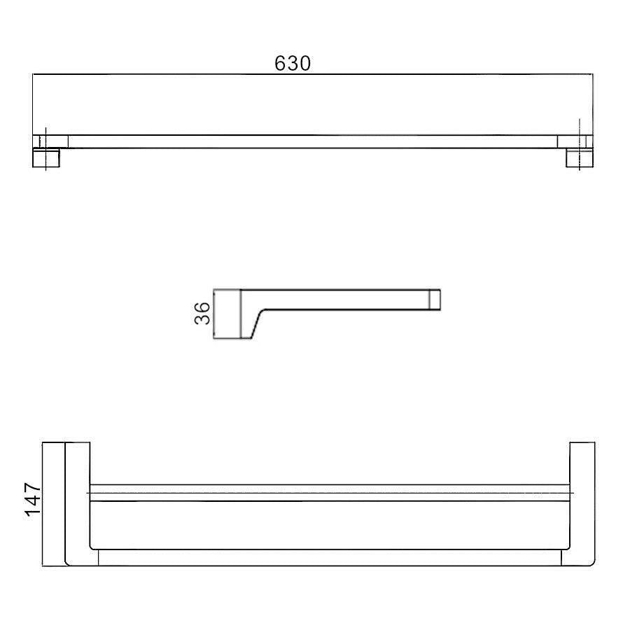 Wellis Mamba törölközőtartó DUPLA, 63x14,7x3,6 cm (WE00117)