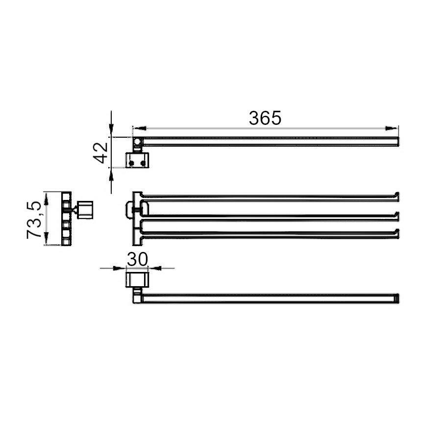 Wellis Capri törölközőtartó tripla (4,2x36,5x7,4)-1