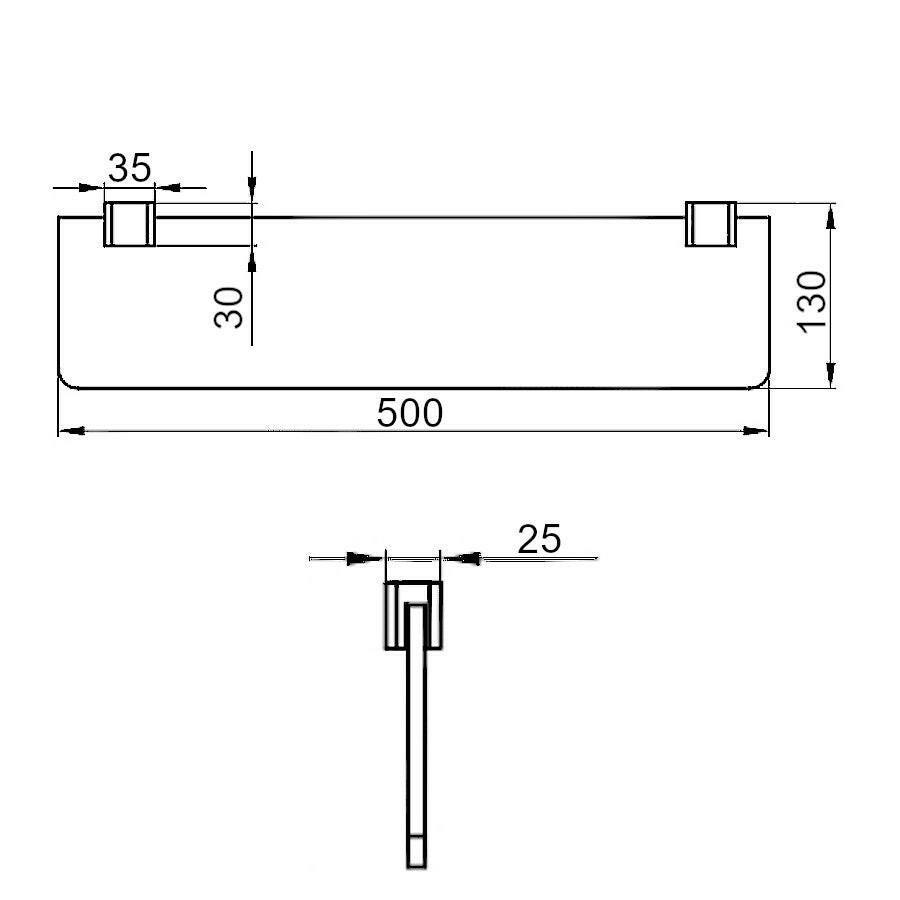 Wellis Capri polc ÜVEG, 50x13x2,5 cm (WE00129)