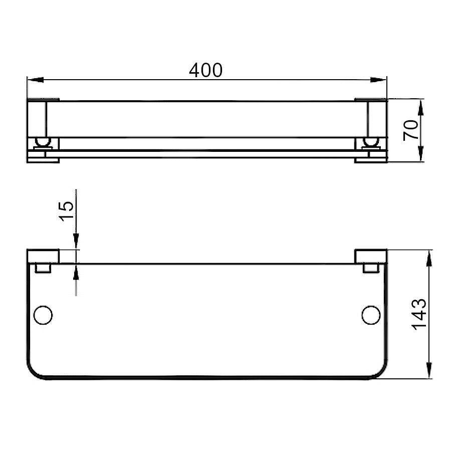 Wellis Capri polc ÜVEG - FÉM, 40x7x14,3 cm (WE00130)
