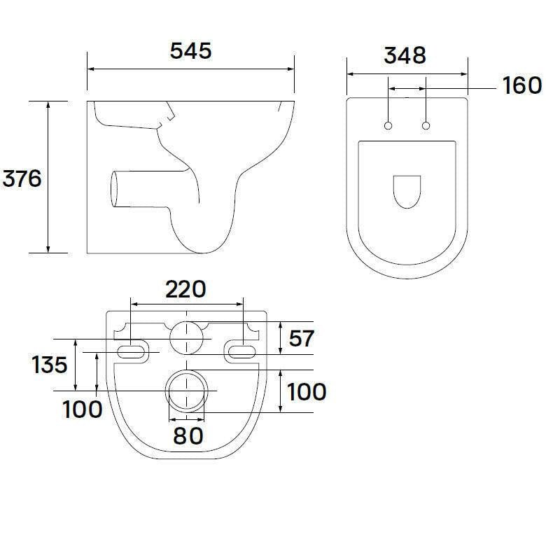 Wellis Erin fali Rimless WC, 34,8x54,5x37,6 cm (WF00035)