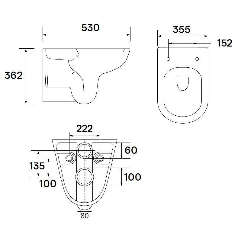 Wellis Bella fali Rimless WC, 35,5x53x36,2 cm (WF00037)