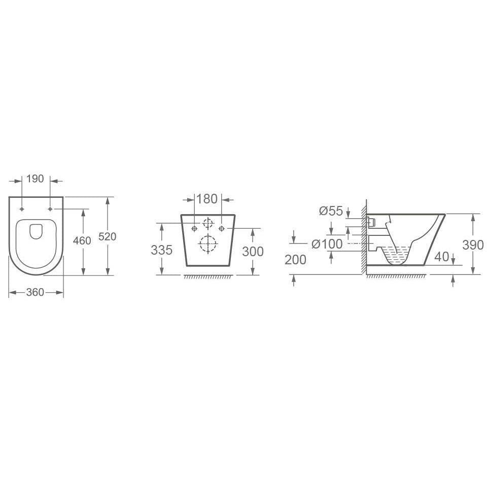 Wellis Clement Black fali Rimless WC, matt fekete, 36x51,7x35,7 cm (WF00070)
